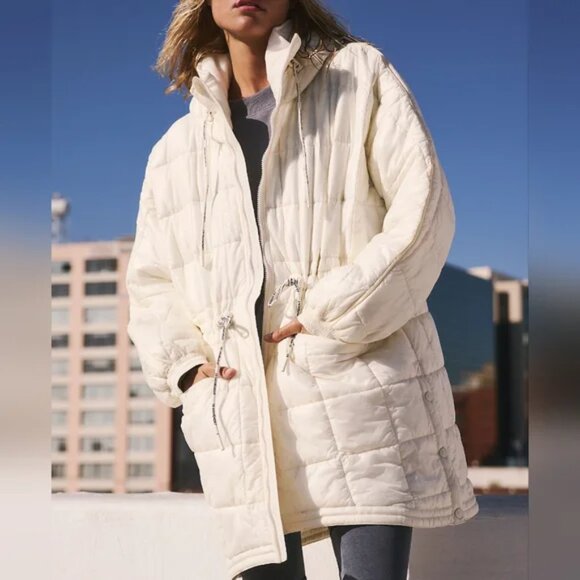 Free People Jackets & Blazers - Free People Movement Ivory Patricia Packable Poncho Puffer Coat NWT Size Medium